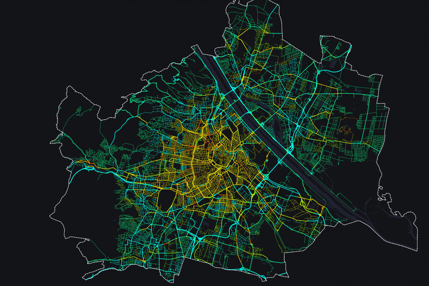 Plan von Wien über die Eignung von automatisierter Mobilität: gelb = schlecht, türkis = gut Grafik: Aggelos Soteropoulus