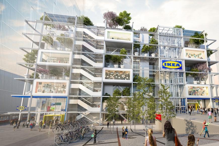 Neuer Typ von Möbelhaus: IKEA am Westbahnhof, entworfen von querkraft Architekten Rendering: c2019-printing