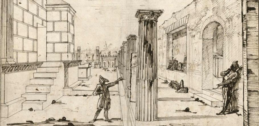 Giovanni Battista Piranesi, Seitenansicht des Isistempels in Pompeji, um 1778 © Staatliche Museen zu Berlin, Kunstbibliothek / Dietmar Katz 