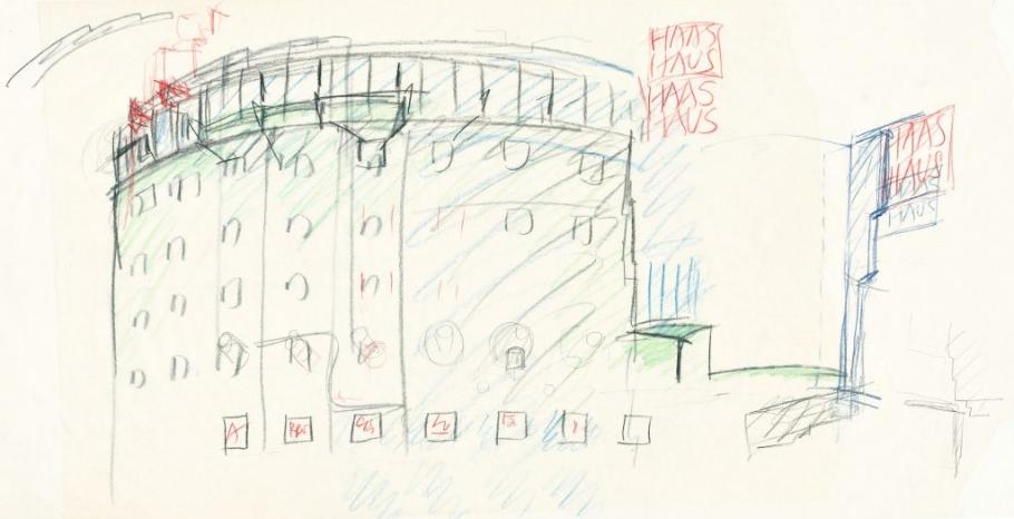 Hans Hollein, Haas-Haus, Wien, AT, 1985–1990, Skizze © Archiv Hans Hollein, Az W und MAK, Wien 