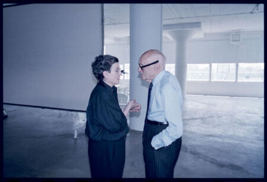 Phyllis Lambert and Philip Johnson at the jury meeting for the IFCCA Prize Competition for the Design of Cities, New York City, 27 June 1999. Photograph by Vincent Colabella © CCA