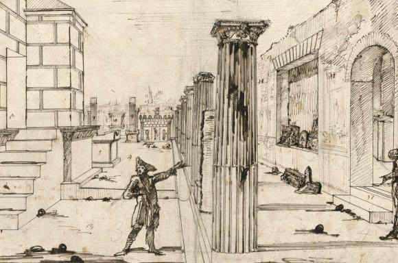 Giovanni Battista Piranesi, Seitenansicht des Isistempels in Pompeji, um 1778 © Staatliche Museen zu Berlin, Kunstbibliothek / Dietmar Katz 