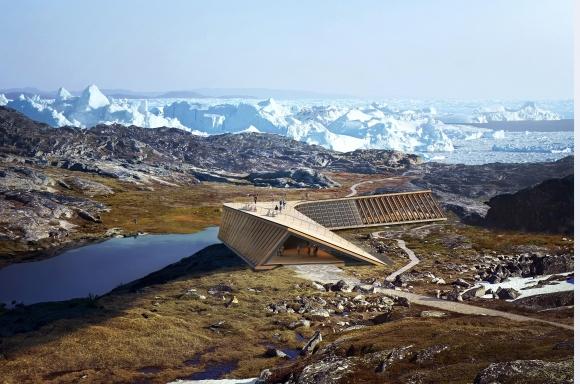Icefjord Centre - Climate Research and Visitor Centre in Greenland. Rendering: Mir