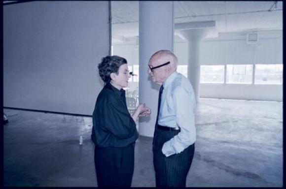 Phyllis Lambert and Philip Johnson at the jury meeting for the IFCCA Prize Competition for the Design of Cities, New York City, 27 June 1999. Photograph by Vincent Colabella © CCA